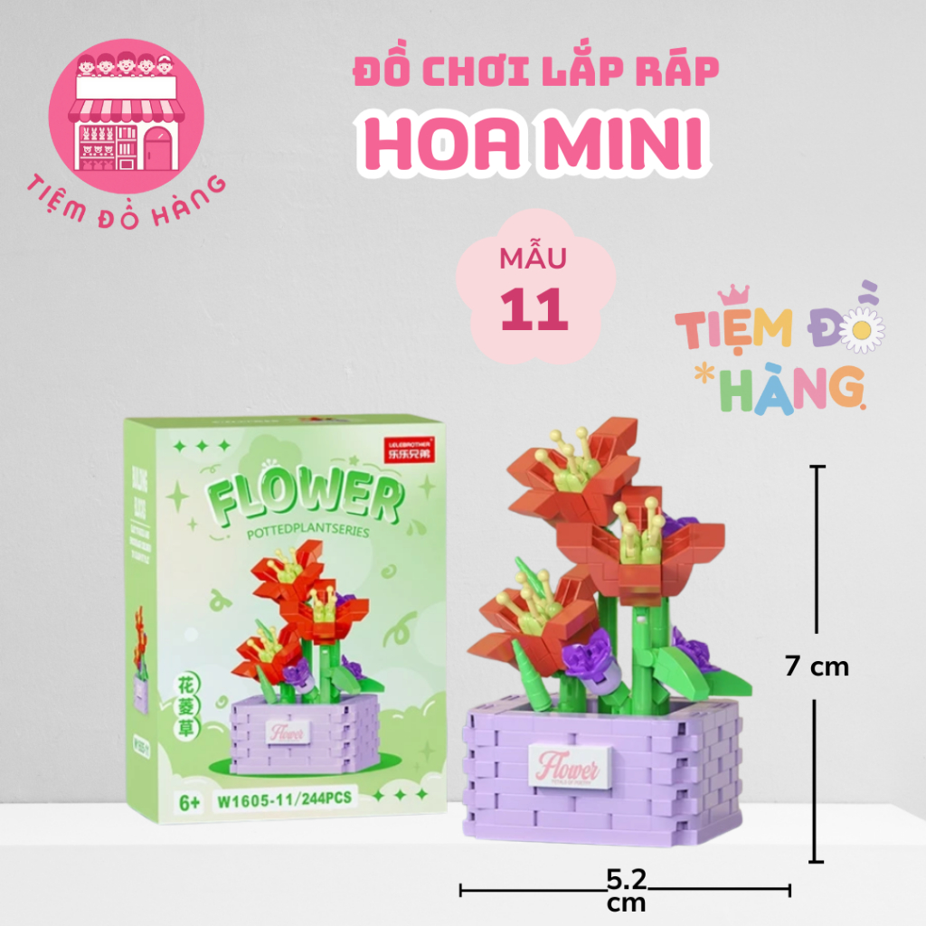 Đồ Chơi Lắp Ráp Chậu Hoa Mini 18 Mẫu Trang Trí Cực Đẹp