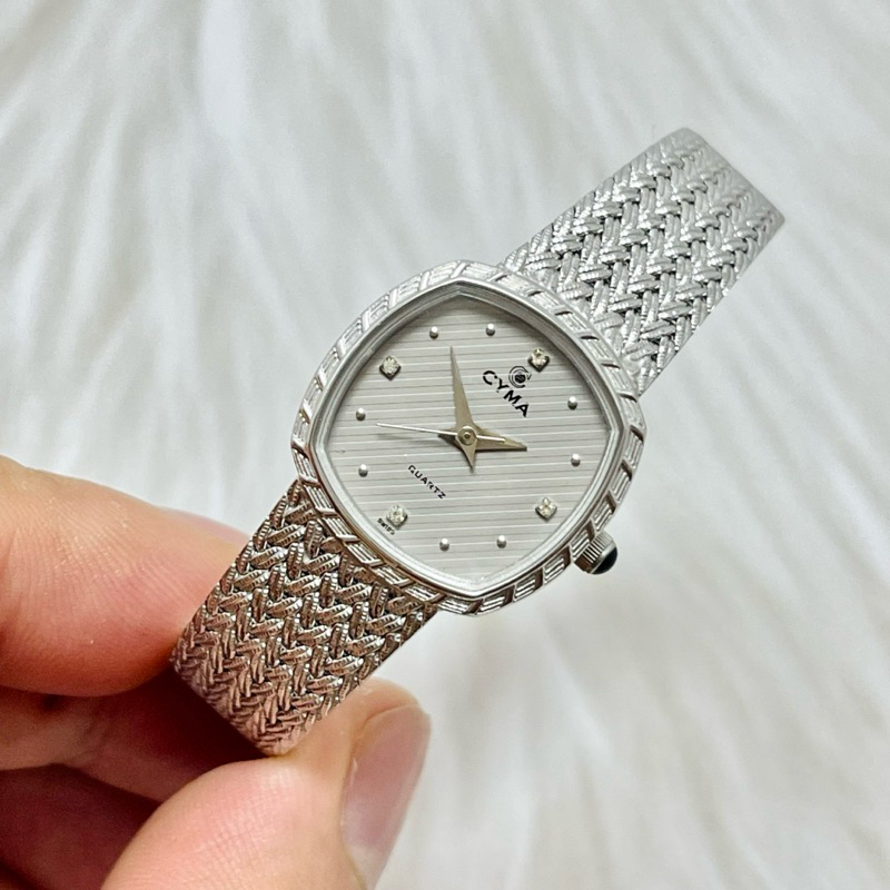 Đồng hồ nữ vip hiệu CYMA mạ bạch kim 23mm Chính hãng,Thuỵ sỹ [2HAND]