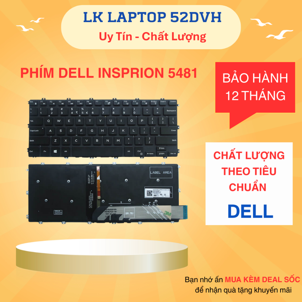 Bàn Phím Laptop Dell Inspiron 5480 5481 5482 5485 5488 5491 5580 5581 5591 7386 7586, Latitude 3400 Vostro 5481 5581