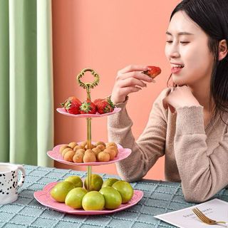 Khay mứt 3 tầng bằng nhựa, Khay đựng bánh kẹo mứt hoa quả 3 tầng decor,
