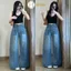 Quần Jean Nữ Hari Ống Rộng Dáng Suông Ly Trước Tôn Dáng Dài 97cm Quần Bò Cạp Cao Dễ Mặc Đi Học Đi Làm
