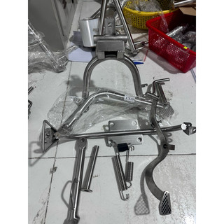 Combo 5món  chống đứng nghiên cần số gác máy đạp thắng inox 304