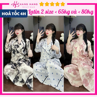 Đồ ngủ nữ pijama dài tay cột dây đắp chéo bigsize lụa latin mịn mát 2SDD02, đồ bộ nữ đồ mặc nhà thiết kế sexy sang chảnh