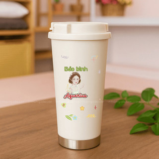 Bình Giữ Nhiệt 530ml Tráng sứ – In Hình 12 Cung Hoàng Đạo – Quà Tặng Cá Nhân Cute