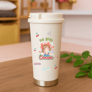 Bình Giữ Nhiệt 530ml Tráng sứ – In Hình 12 Cung Hoàng Đạo – Quà Tặng Cá Nhân Cute