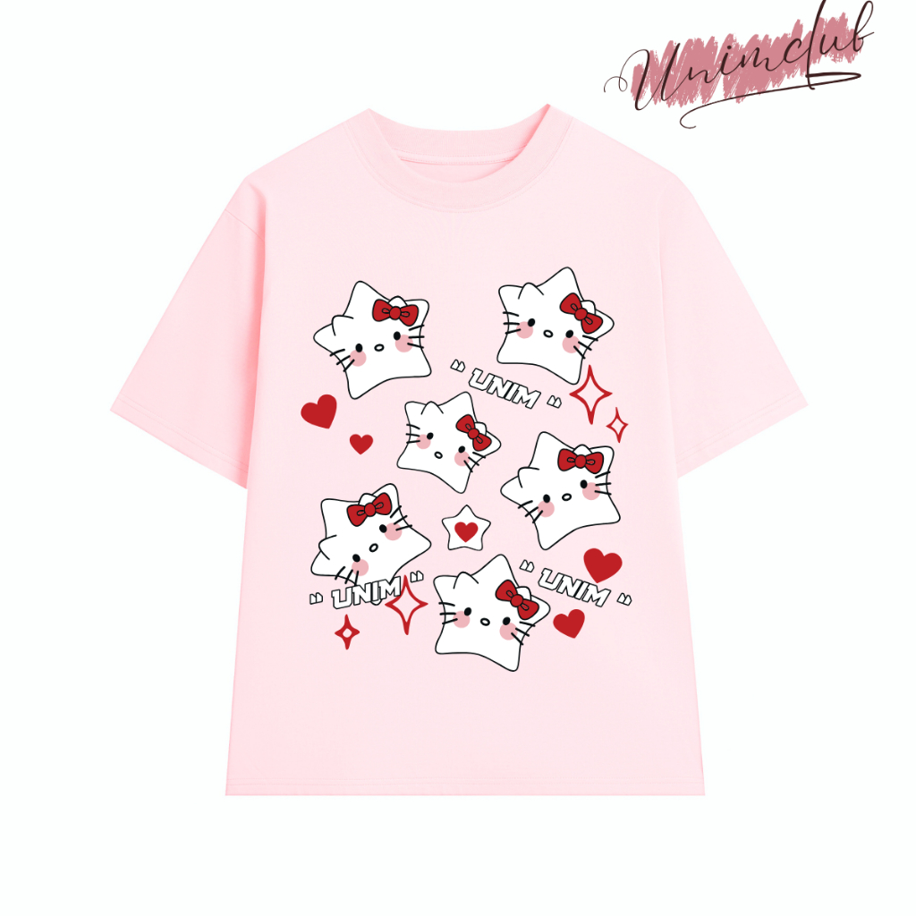 Áo Thun Mèo Kitty Star Unim In 6D Form Rộng 250gsm Sợi Đôi Mềm Mịn Giữ Form Áo Thoáng Mát Cotton Cao Cấp APKS
