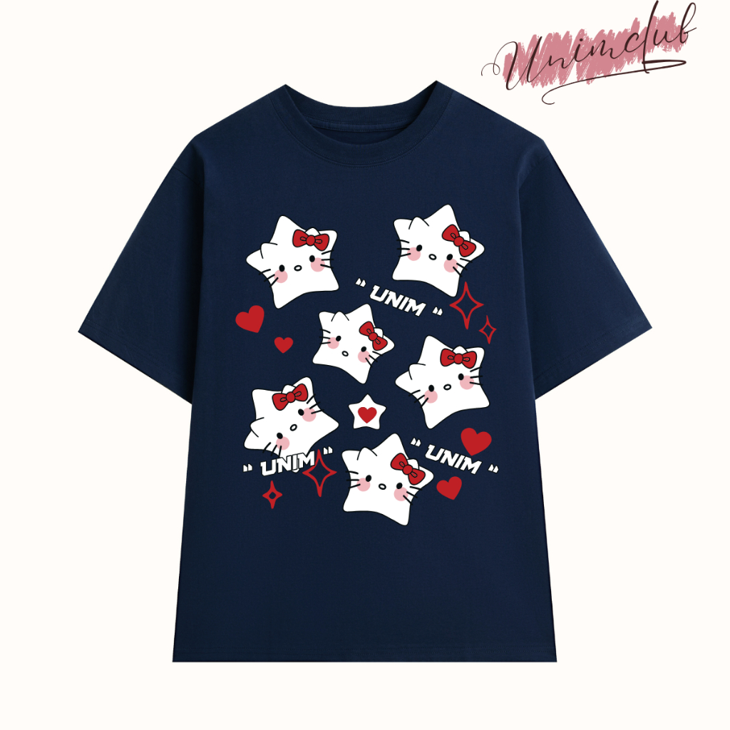 Áo Thun Mèo Kitty Star Unim In 6D Form Rộng 250gsm Sợi Đôi Mềm Mịn Giữ Form Áo Thoáng Mát Cotton Cao Cấp APKS