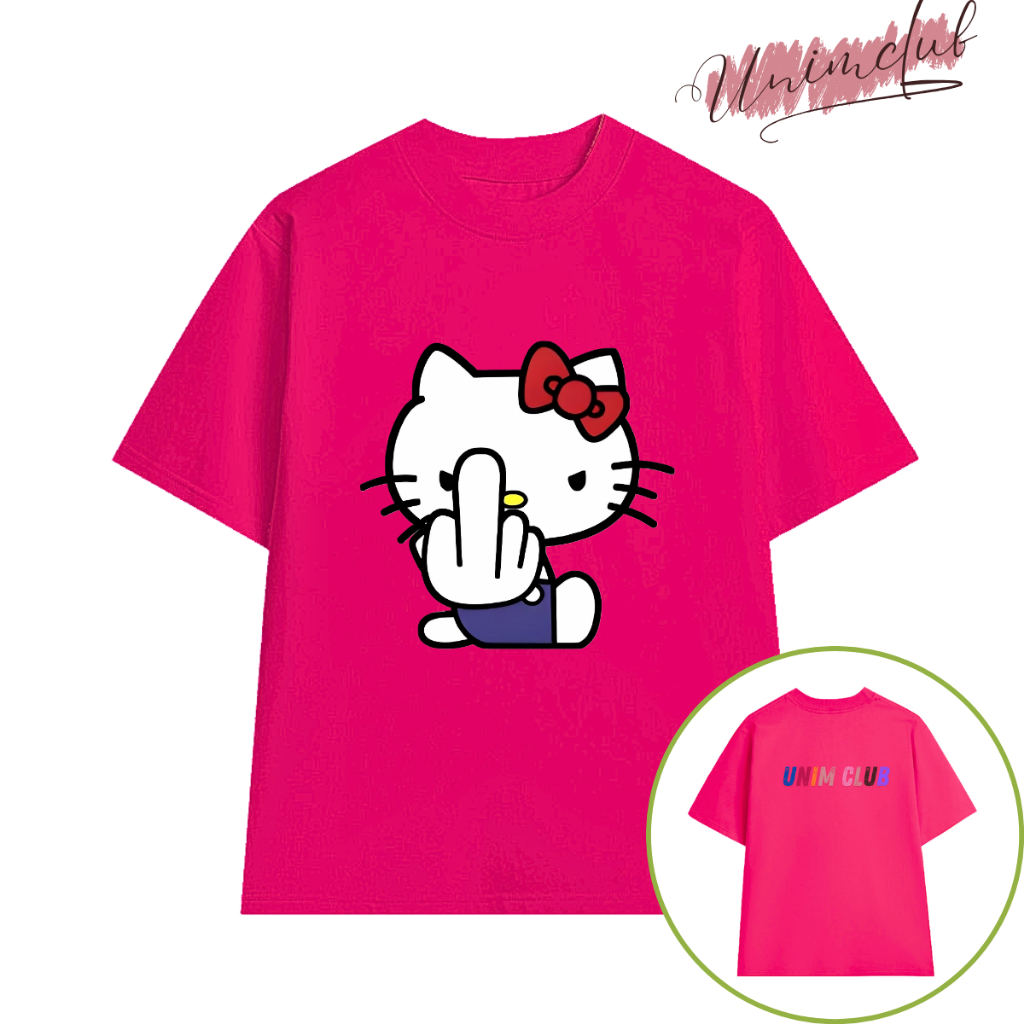 Áo Thun Hello Kitty Giơ Ngón Tay Giữa Unim Club Cotton Việt Mềm Mịn Thoáng Mát Form Rộng Oversize APKF