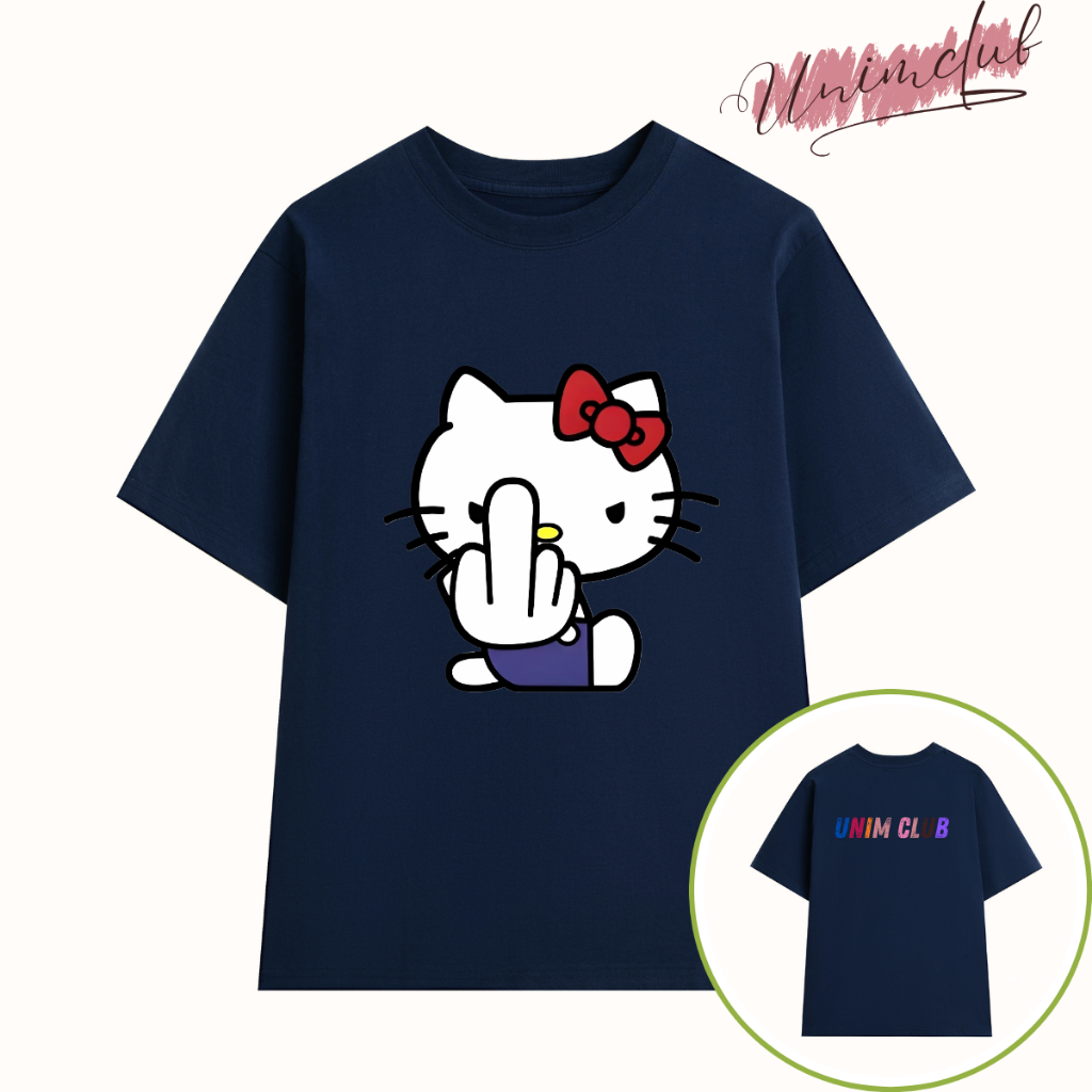 Áo Thun Hello Kitty Giơ Ngón Tay Giữa Unim Club Cotton Việt Mềm Mịn Thoáng Mát Form Rộng Oversize APKF
