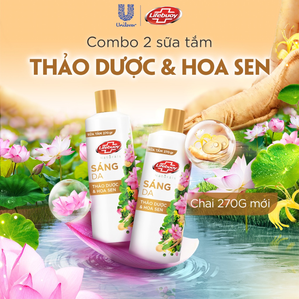 Combo 2 Sữa tắm Lifebuoy Thiên nhiên Detox Và Chăm Sóc Chuyên Sâu 270g Nhỏ Gọn, Tiện Dụng