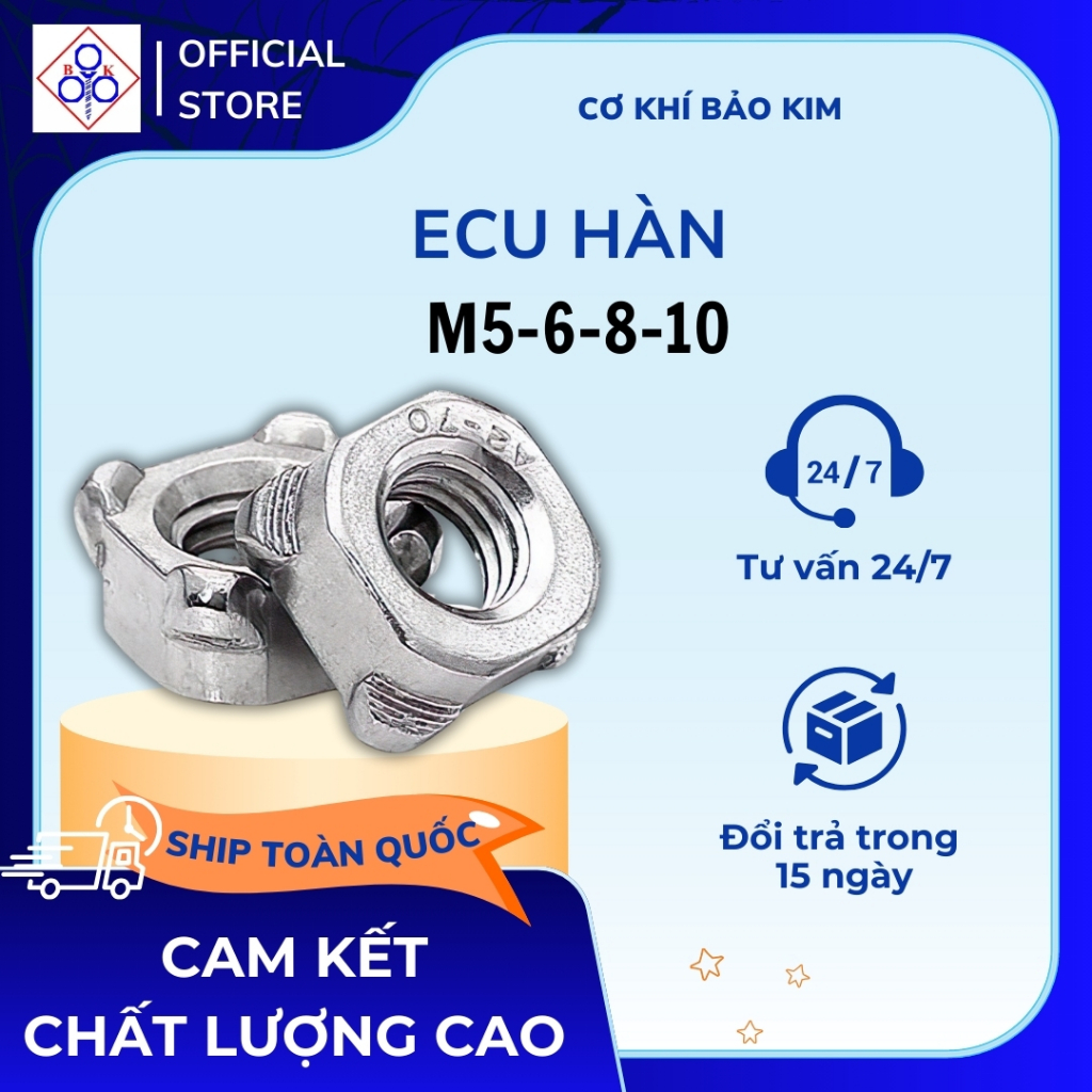 Set 50 con ECU hàn M5-M6-M8-M10 | Đai ốc hàn cố định kim loại, liên kết ...