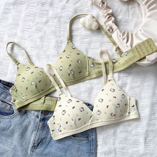 Combo 3 Áo Ngực Nữ Cotton Cho Nữ Sinh Hình Mèo Kitty Mút Mỏng, Áo Lót Mềm Thoáng Mát King Shop A-224