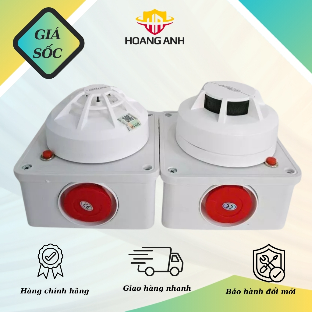 Đầu báo khói, đầu báo nhiệt độc lập chạy pin, trang bị còi hú to, phát