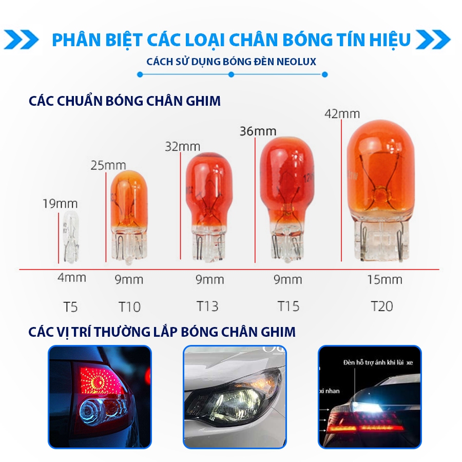 Combo 10 Bóng Đèn Chân Ghim Nhỏ 1 Tim T10 OSRAM NEOLUX W5W 12V 5W N501