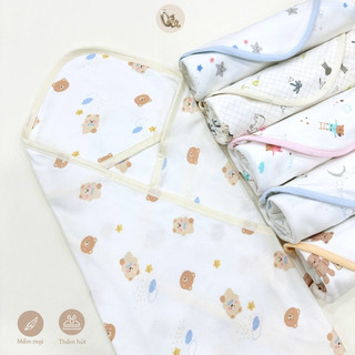 M&B (0-24M) Khăn choàng ủ cho bé sơ sinh có mũ xinh xắn, dễ thương, mềm mại, thấm hút dành cho bé