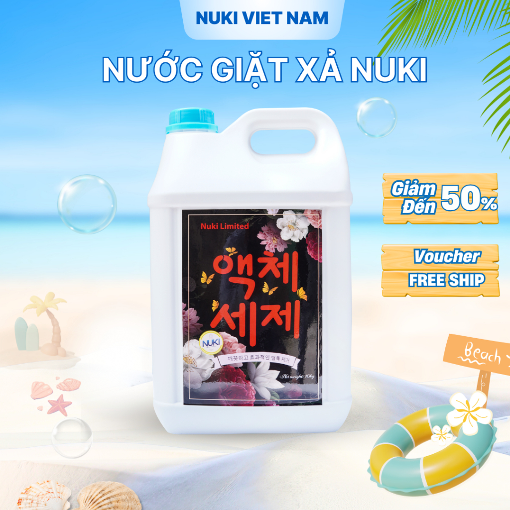 Can Nước Giặt Lưu Hương Thơm Lâu Nuki Limited 10kg Đánh Bay Vết Bẩn, An Toàn Với Mọi Loại Quần Áo
