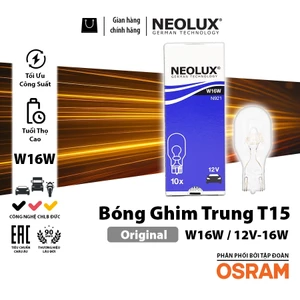 Combo 10 Bóng Đèn Chân Ghim Trung 1 Tim T15 OSRAM NEOLUX W16W 12V 16W N921