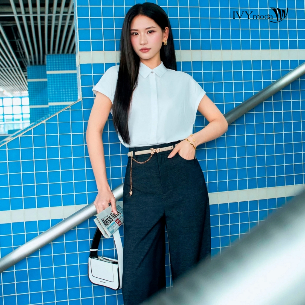 Ảnh Flared Denim Trousers - Quần Jeans cạp cao, Quần công sở dạo phố nữ IVY moda MS 22B0127 2