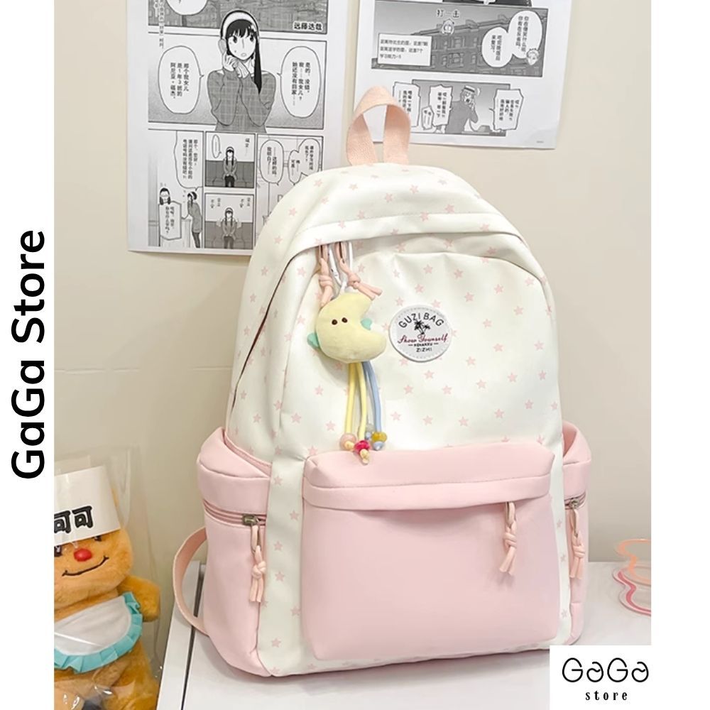 Balo đi học phối màu đơn giản họa tiết ngôi sao dễ thương Ulzzang cho học sinh các cấp B861 gagastore