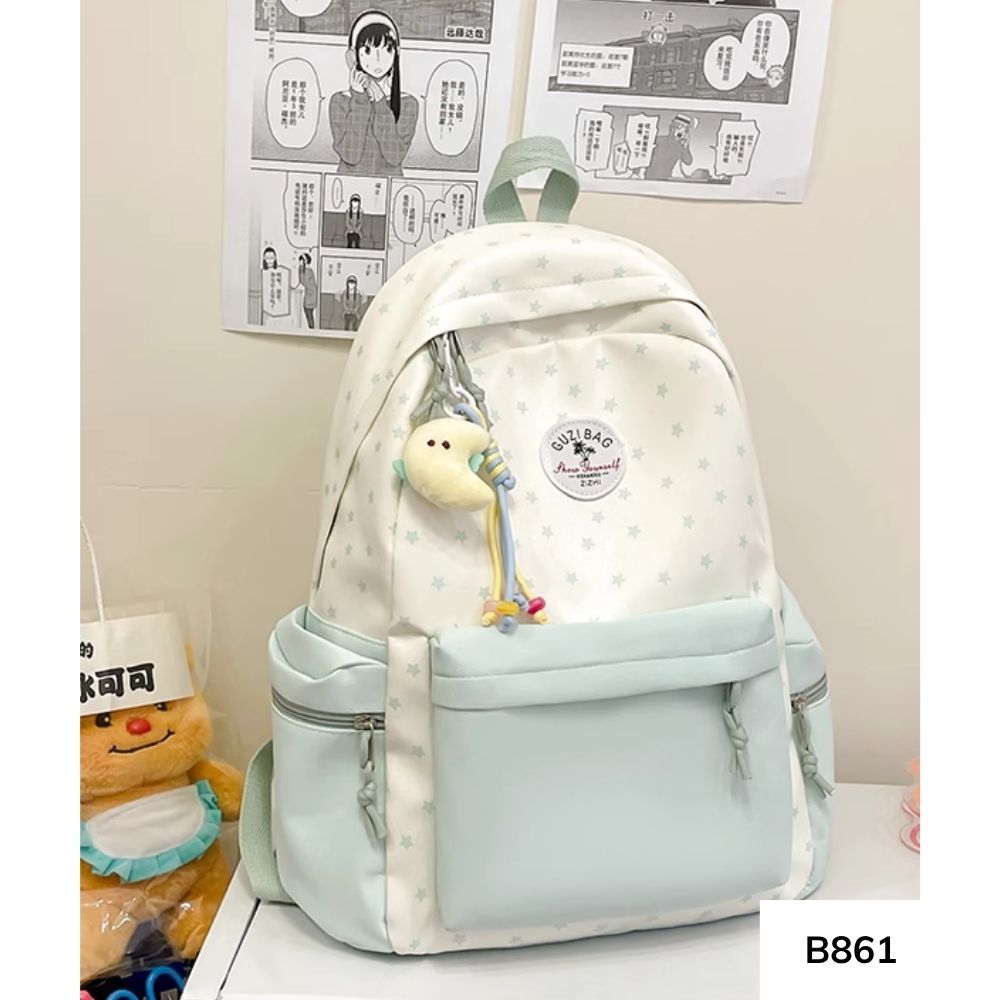 Balo đi học phối màu đơn giản họa tiết ngôi sao dễ thương Ulzzang cho học sinh các cấp B861 gagastore