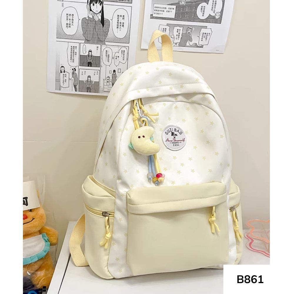 Balo đi học phối màu đơn giản họa tiết ngôi sao dễ thương Ulzzang cho học sinh các cấp B861 gagastore