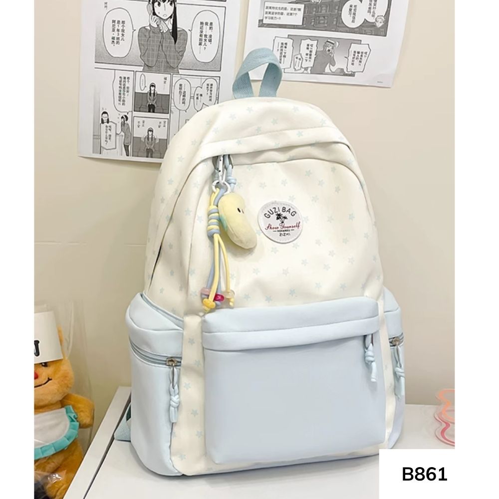 Balo đi học phối màu đơn giản họa tiết ngôi sao dễ thương Ulzzang cho học sinh các cấp B861 gagastore