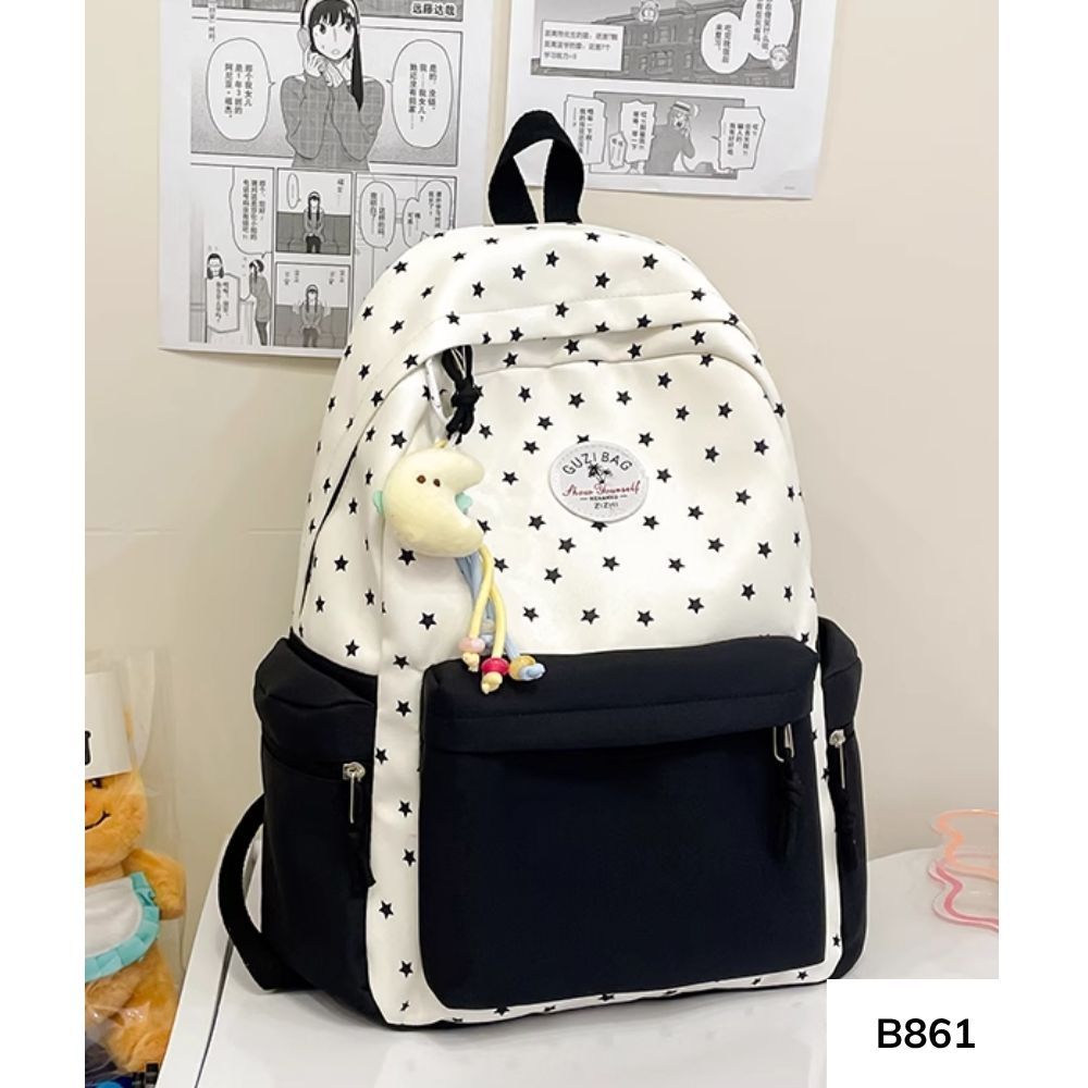 Balo đi học phối màu đơn giản họa tiết ngôi sao dễ thương Ulzzang cho học sinh các cấp B861 gagastore