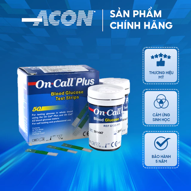 Que thử đường huyết ACON On Call Plus, On Call EZ II - Hộp 50 que - vỉ 25 que