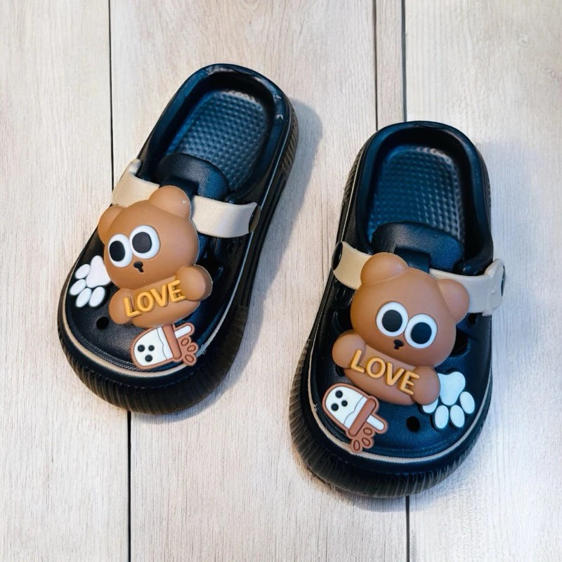 Dép Sục thể thao siêu nhẹ cho bé gái hình GẤU LOVE siêu cao cấp hàng mềm cho bé đi biển siêu đẹp