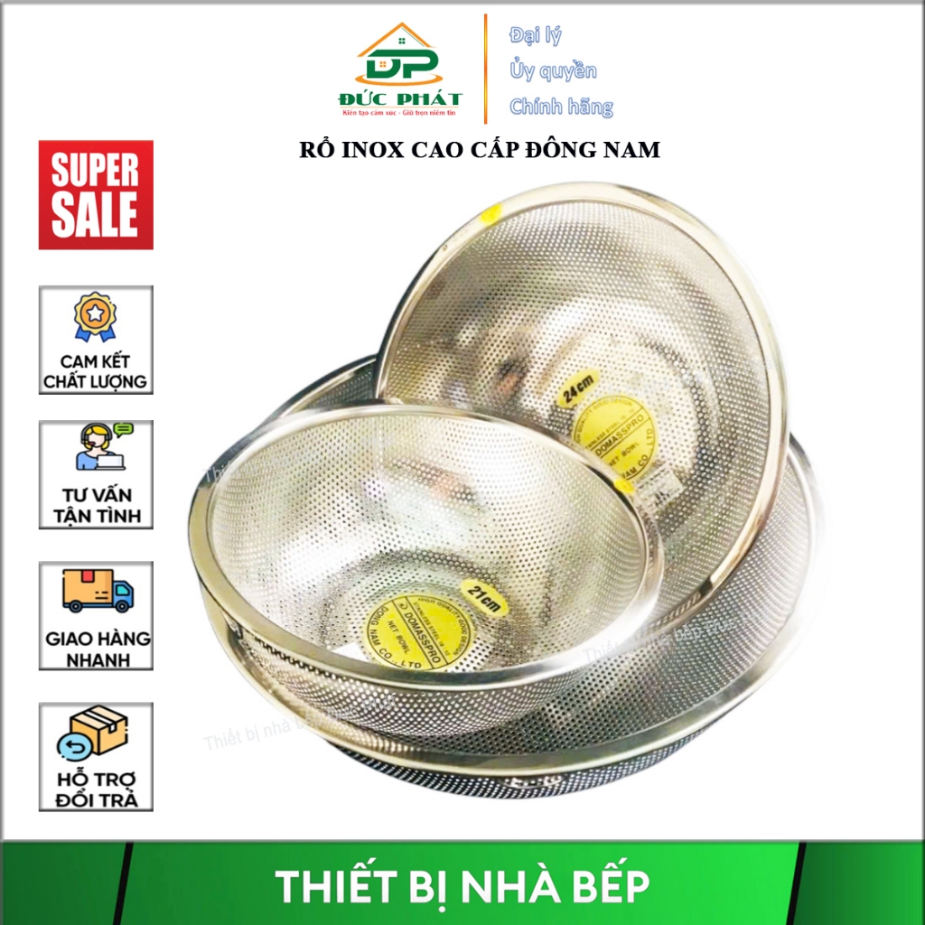 Rổ Inox Đông Nam Cao Cấp Tem đỏ inox 201 – Rổ Inox Không Gỉ Dày Dặn ...
