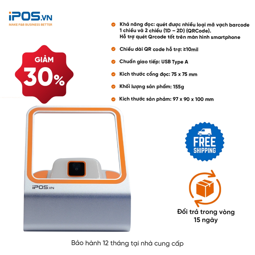 [Chính hãng] MÁY ĐỌC MÃ VẠCH iPOS BLINK (NS010) - Kết nối USB, thiết kế hiện đại, sang trọng và tiện dụng - FREESHIP!