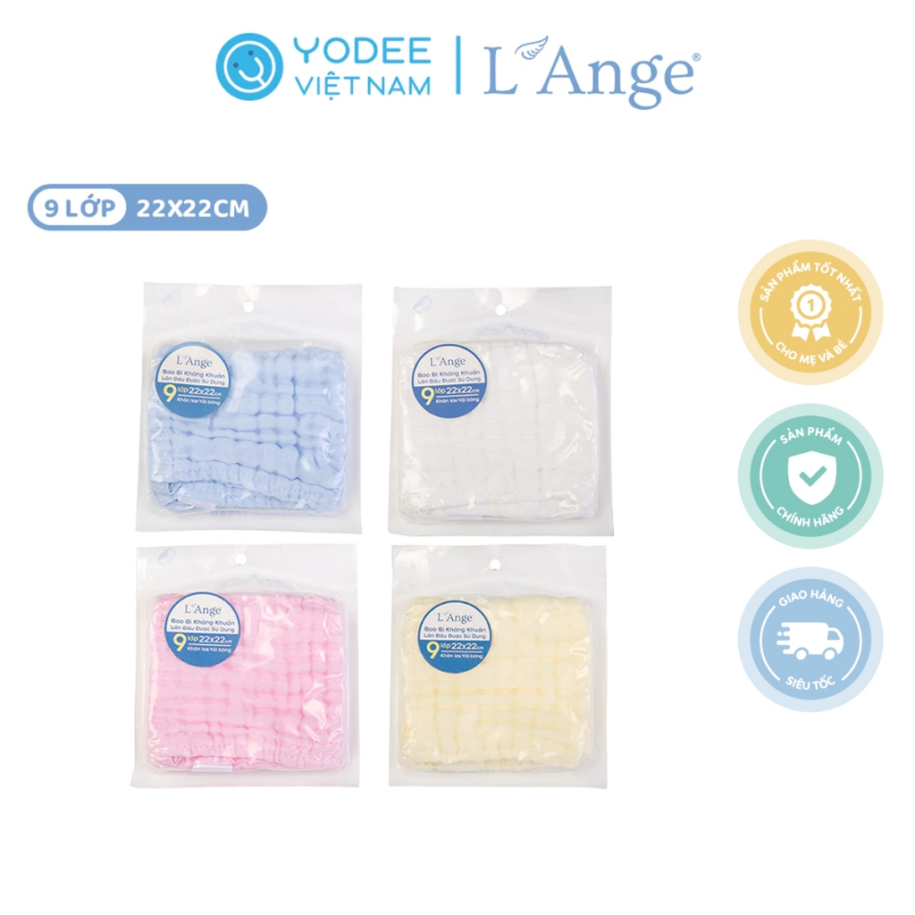 Ảnh L'Ange Khăn sữa vải bông 9 lớp 22x22cm (set 1 cái) 1