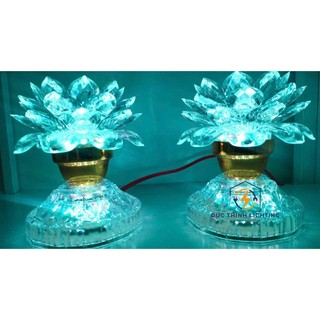 Đèn sen nhựa thờ cúng Phật 20 ánh sáng đổi màu, vàng,  đỏ tôn nghiêm