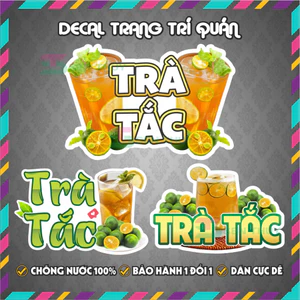 Decal TRÀ TẮC - Decal Dán Tường Trang Trí Quán Ăn, Trà Sữa, Cà Phê.