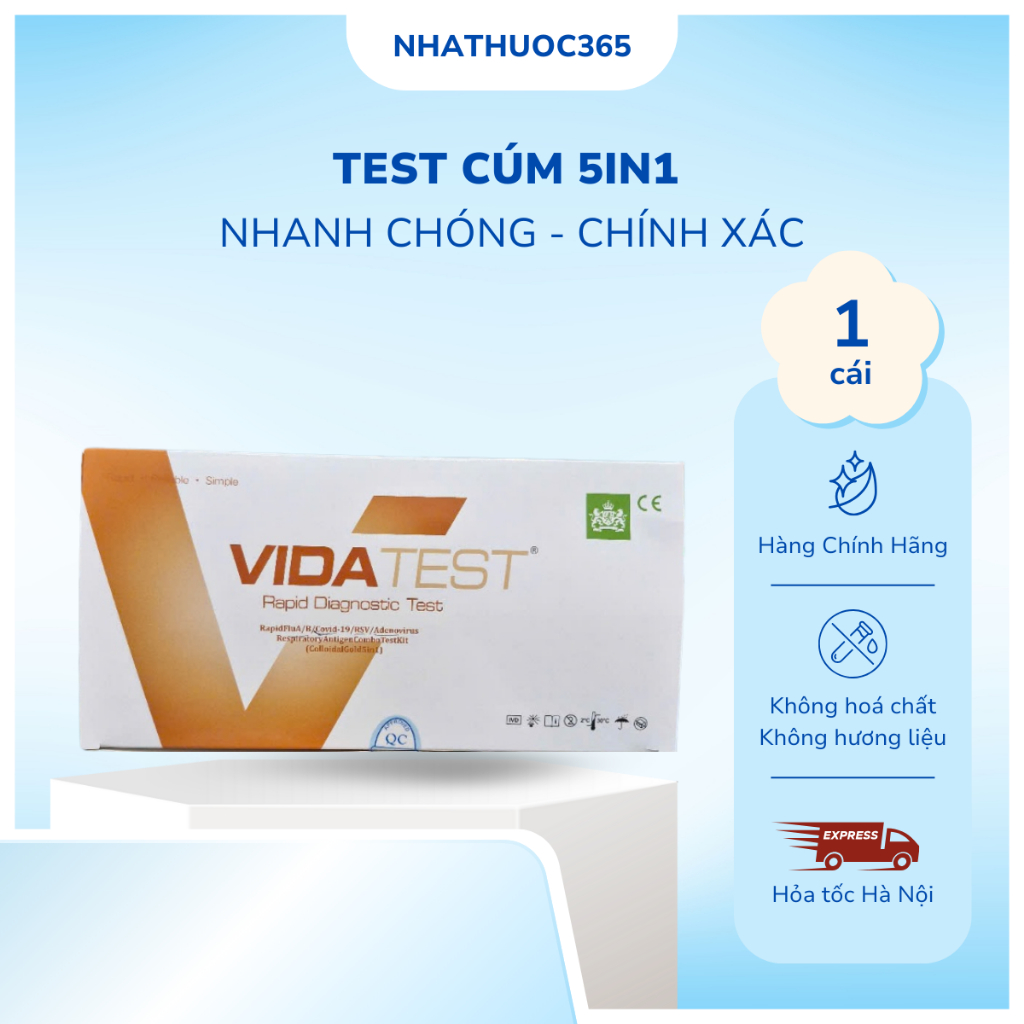 Hỏa tốc Test 5 TRONG 1 VIDA TEST 5IN1 bộ test cúm tổng hợp phát hiện ...