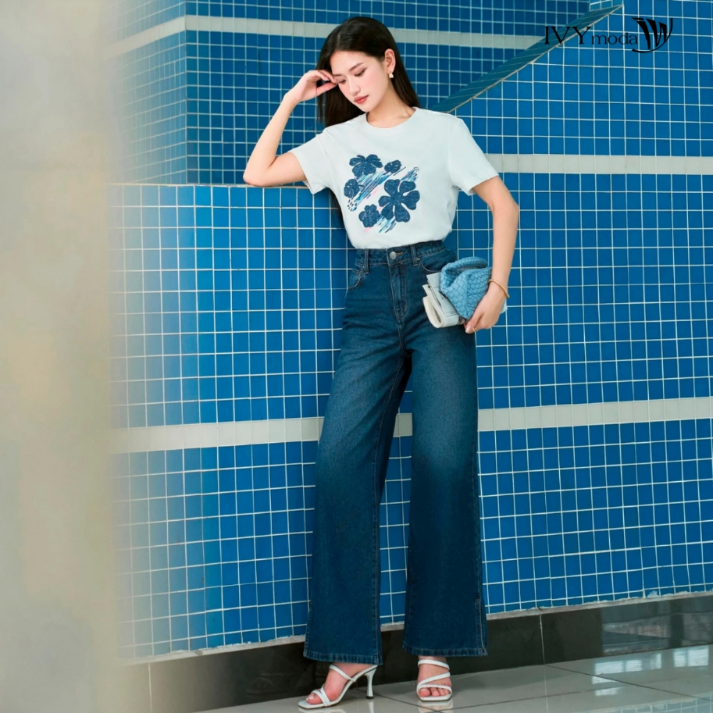 Ảnh Floral Printed Tee – Áo thun cotton họa tiết, Áo nữ trẻ trung dạo phố IVY moda MS 57M9134 3