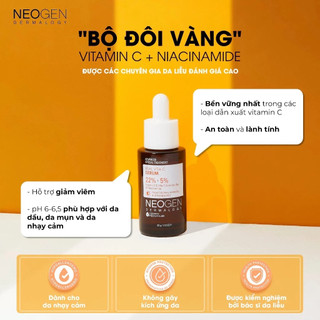 Serum Vitamin C NEOGEN 22% + 5% Chính Hãng Làm Sáng Da, Mờ Thâm, Ngừa Mụn, Phù Hợp Mọi Loại Da
