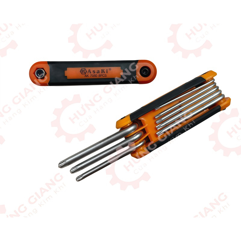Bộ Lục Giác Gập ASAKI 8 Chi Tiết Gấp Gọn Chính Hãng