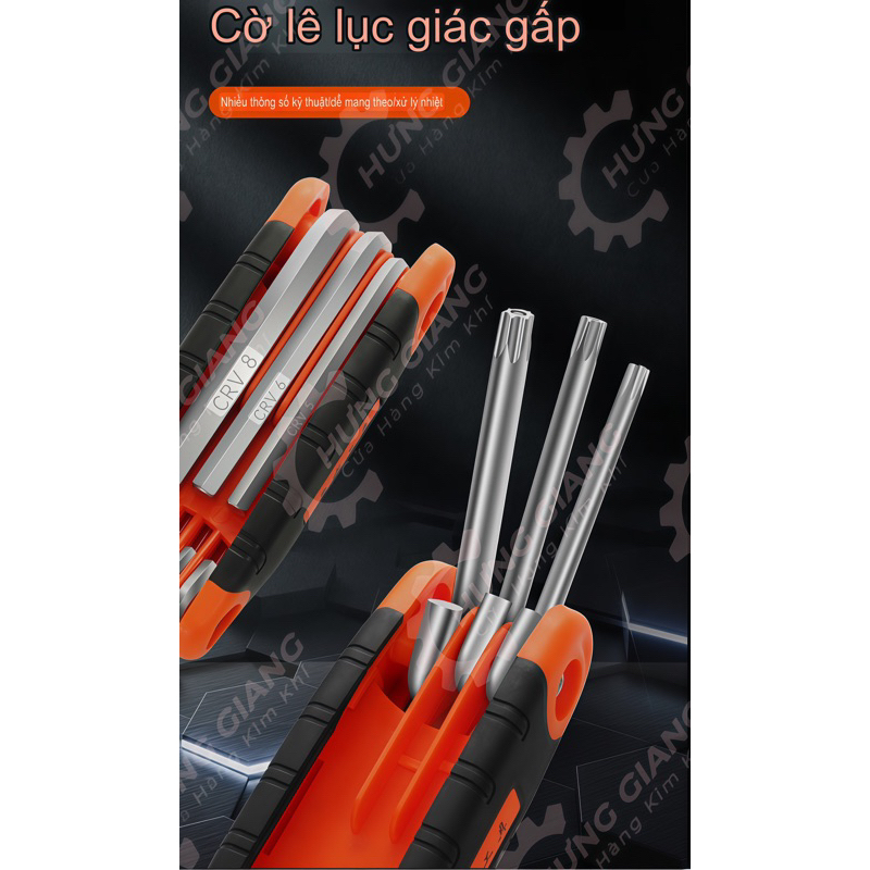 Bộ Lục Giác Gập ASAKI 8 Chi Tiết Gấp Gọn Chính Hãng