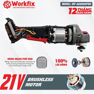 Máy Cắt Pin, Máy Mài Pin WORKFIX WF-AG9000PRO 2 pin 15cell, Có tính năng chống xóc đá, chống khỏi động lại mạch 4 mosfet