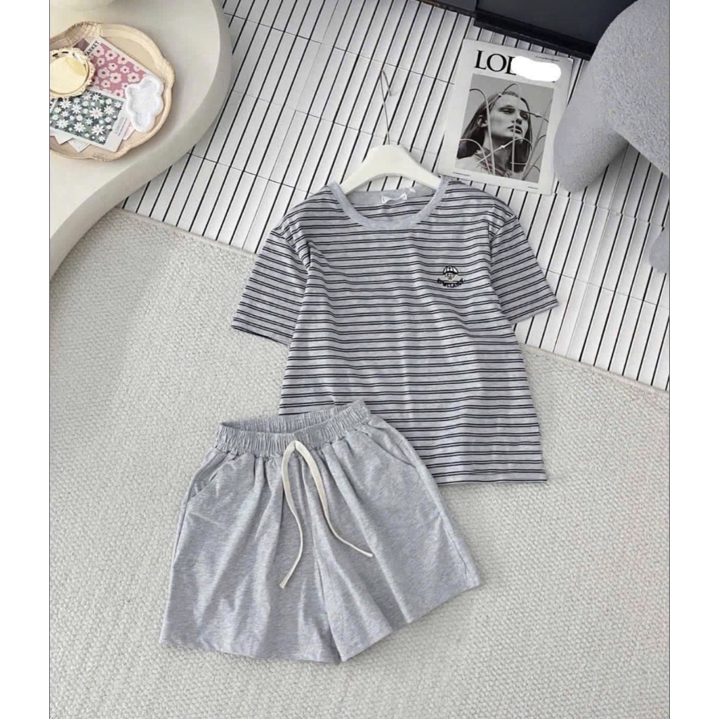 Ảnh Bộ đồ nữ classic dáng đùi chất cotton co giãn, mềm mát 3