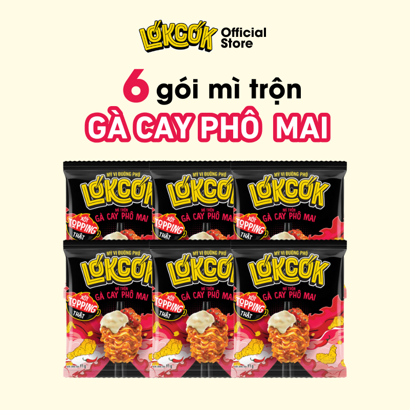 [Chính Hãng] Combo 6 Gói Mì Trộn Xốt Gà Cay Phô Mai LOKCOK 6 Gói x 91G