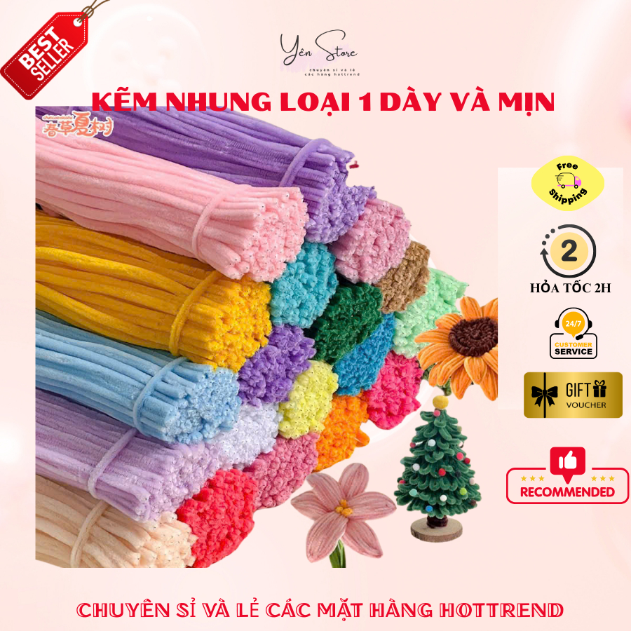 [TOP 1] Sợi Kẽm Nhung Chuẩn Loại 1 Dày Và Mịn Dùng Làm Hoa Kẽm Nhung,Đồ Handmade,Trang Trí Giáng Sinh