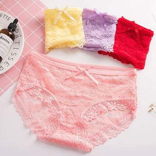 Combo 3 Quần Lót Nữ Hoạ Tiết Ren Hoa Gợi Cảm Đính Nơ, Quần Chip Ren Thoáng Thoải Mái King Shop L-104