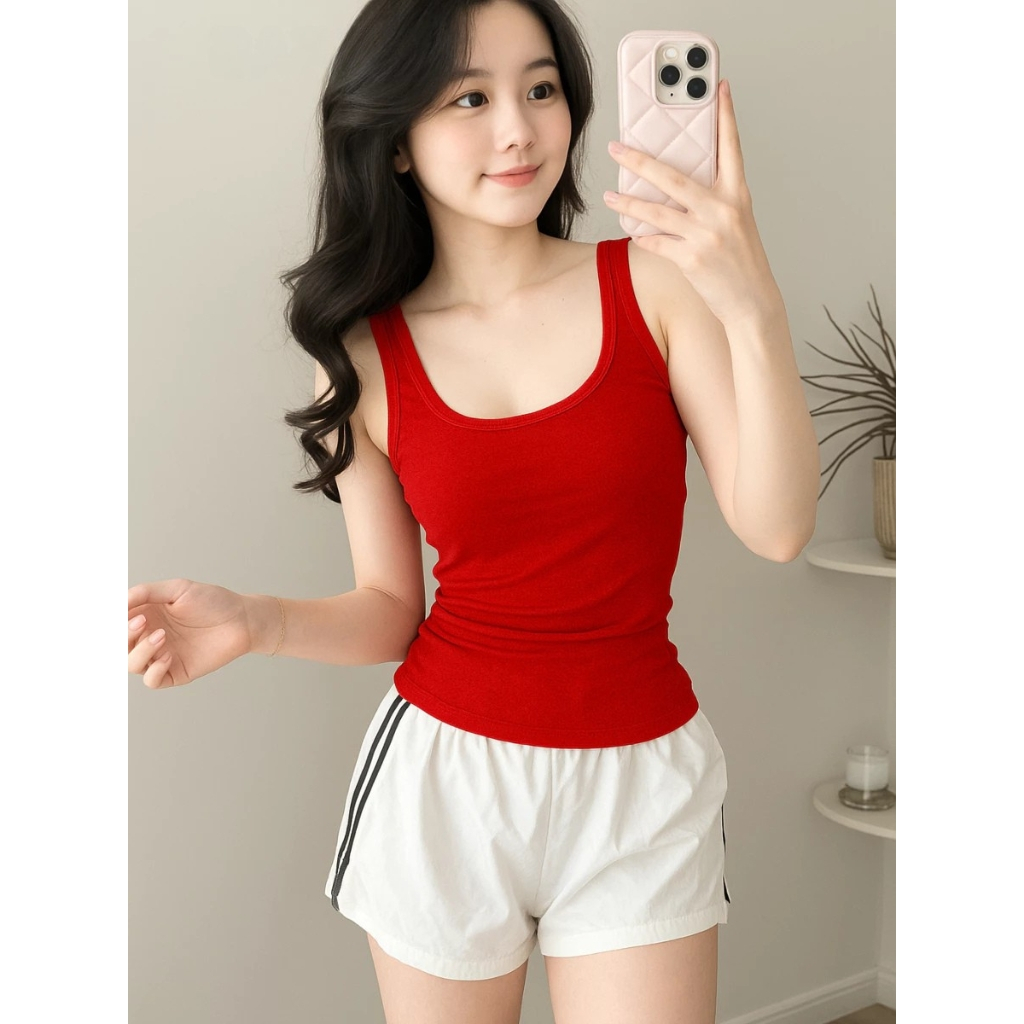 Áo Ba Lỗ Nữ BABEE Tanktop 2 Dây Cổ Vuông Form Ôm Body Basic Xinh Xắn Chất Thun Co Dãn Thoáng Mát