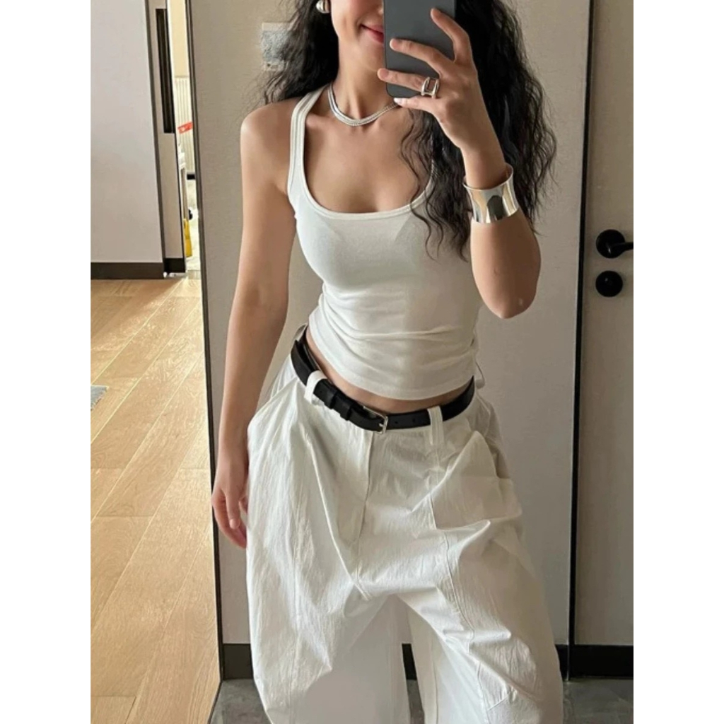 Áo Ba Lỗ Nữ BABEE Tanktop 2 Dây Cổ Vuông Form Ôm Body Basic Xinh Xắn Chất Thun Co Dãn Thoáng Mát