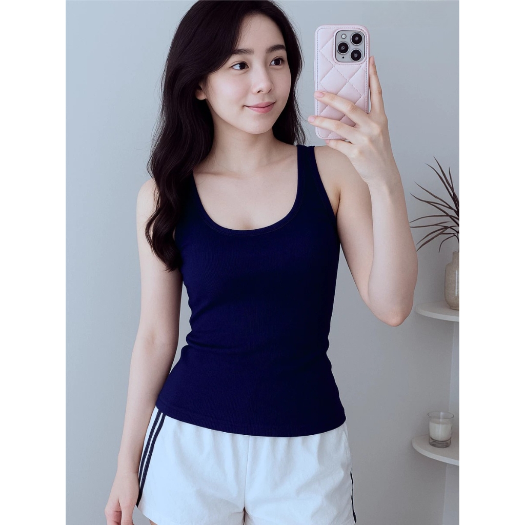 Áo Ba Lỗ Nữ BABEE Tanktop 2 Dây Cổ Vuông Form Ôm Body Basic Xinh Xắn Chất Thun Co Dãn Thoáng Mát