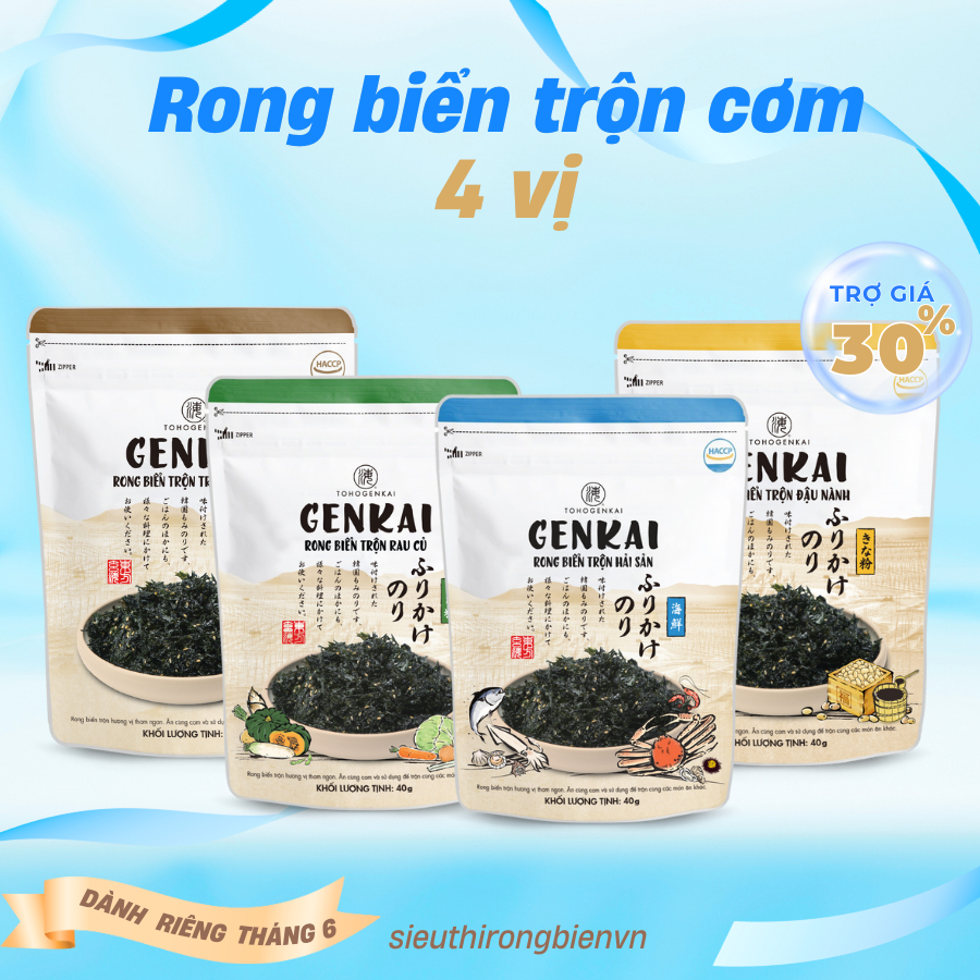 [Combo 4] Rong biển vụn trộn cơm mix 4 vị siêu ngon, thương hiệu Genkai ...