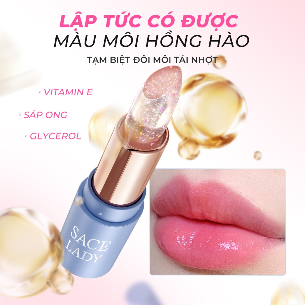 Son Dưỡng Môi SACE LADY Thay Đổi Màu Sắc Dưỡng Âm Mịn Màng Trang Điểm Môi Nhẹ Nhàng 3.5g