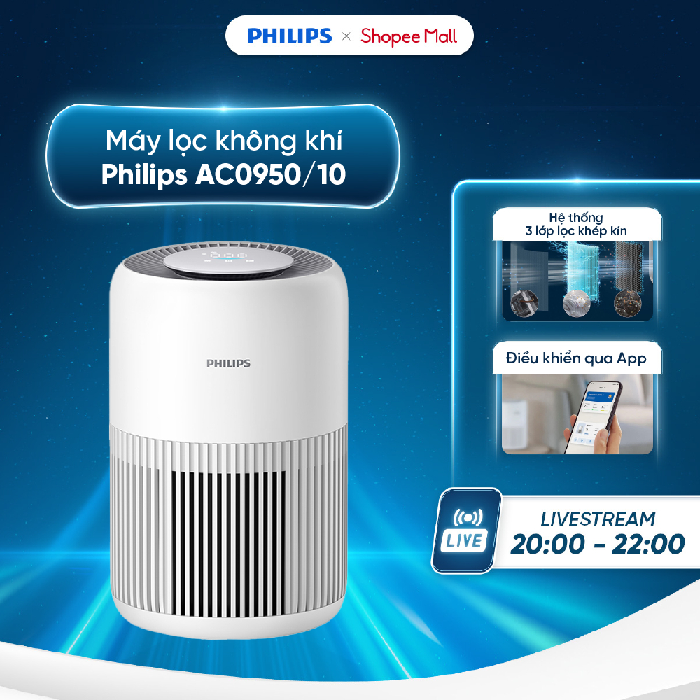 Máy lọc không khí Philips AC0950/10 - Diện tích lọc lên đến 52m2 ...